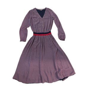 Tory Burch Velma Dress Women's Size 8 Geometric Knee Length V-Neck